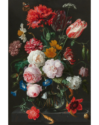 Stilleven met bloemen in een glazen vaas Rijksmuseum SK-C-214