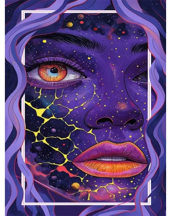Surreal Neon Cosmic Face