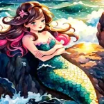 Watercolor painting mermaid