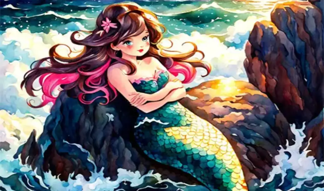 Watercolor painting mermaid