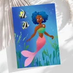 Brown mermaid painting