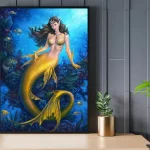 Golden mermaid art