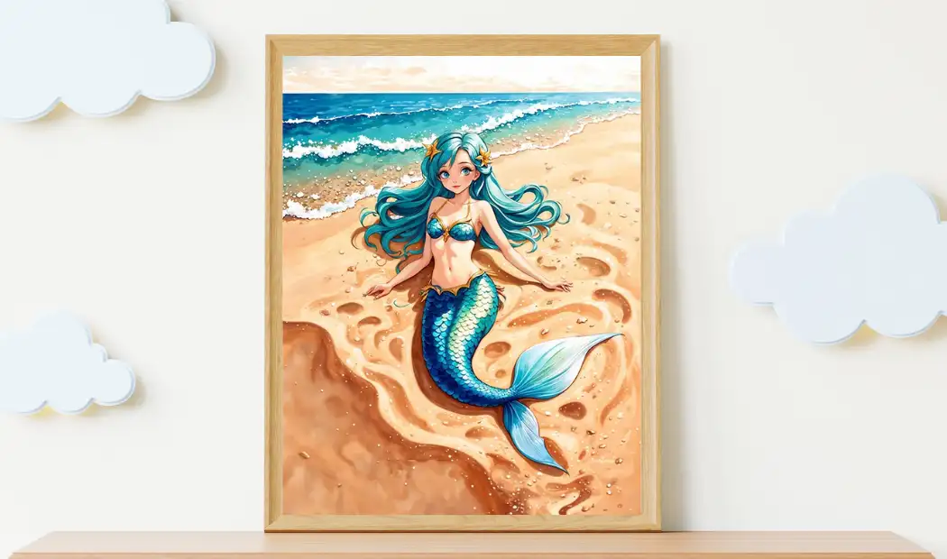 Mermaid watercolor painting