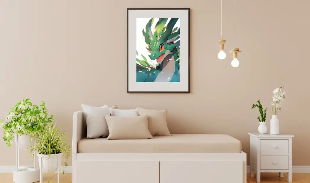 Sage green dragon paint by numbers