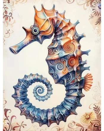Watercolor seahorse animal
