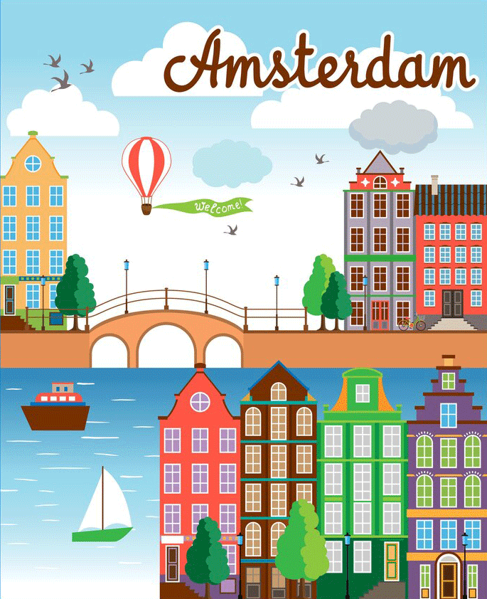 Amsterdam travel poster