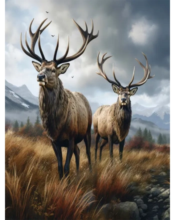wild elk in nature painting